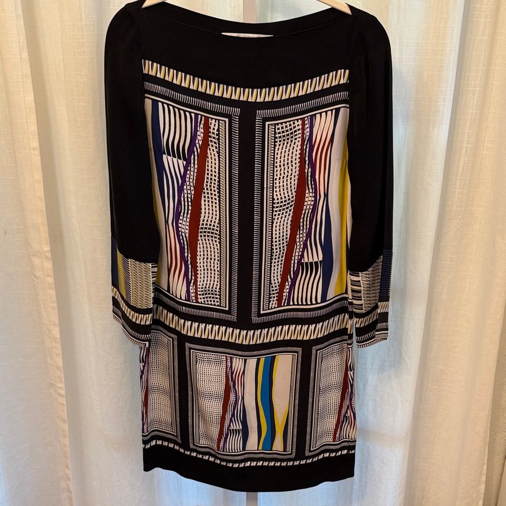 Diane Von Furstenberg Jocelyn Silk Black and Multicolor Dress